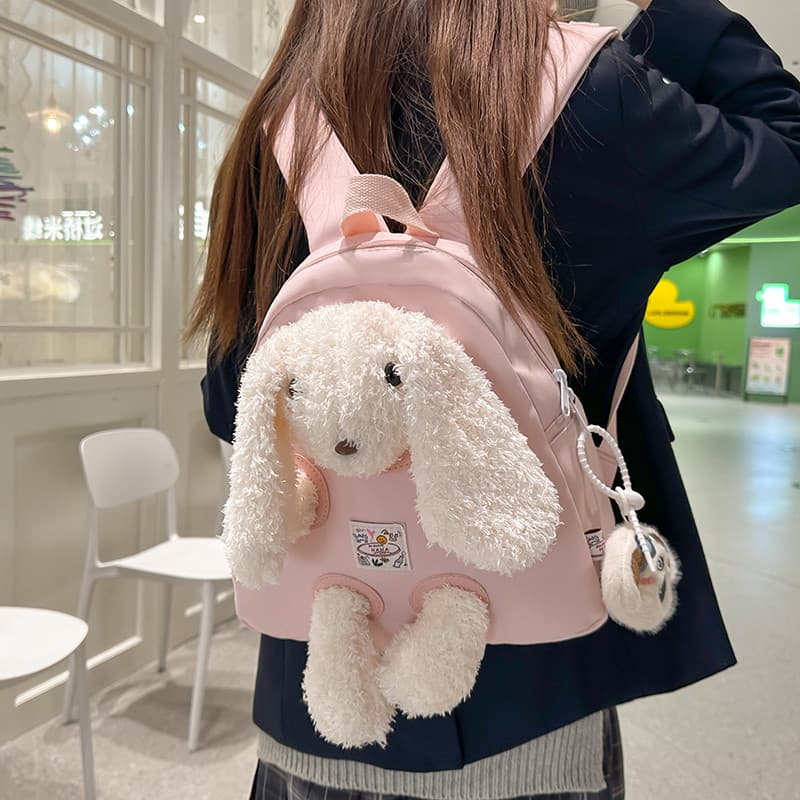 Crianças bonito coelho mochila meninas 2025 novo estilo moda All-Match mochila de viagem japonês macio menina primavera