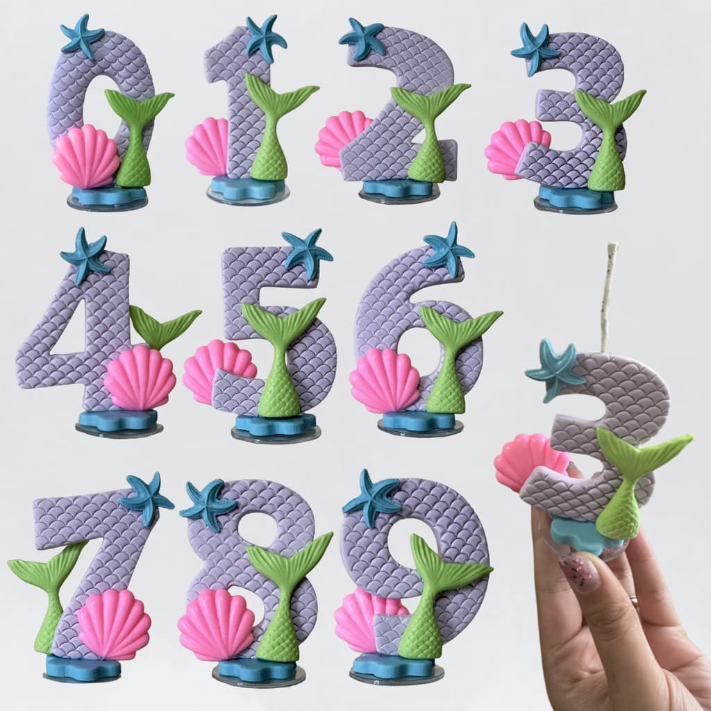 Vela de Aniversário Sereia com Pavio para Bolos Festa Tematica Sereia de Biscuit
