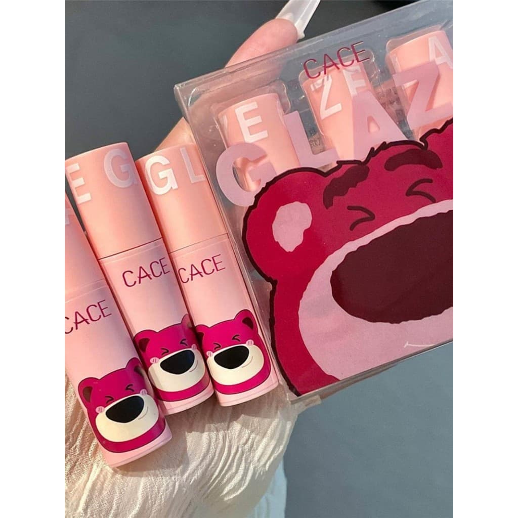 [Três pacotes] Berry Bear Lip Glaze Lip Mud Matte Matte Não Desbotamento Estudantes Conjunto de Batom Branqueador