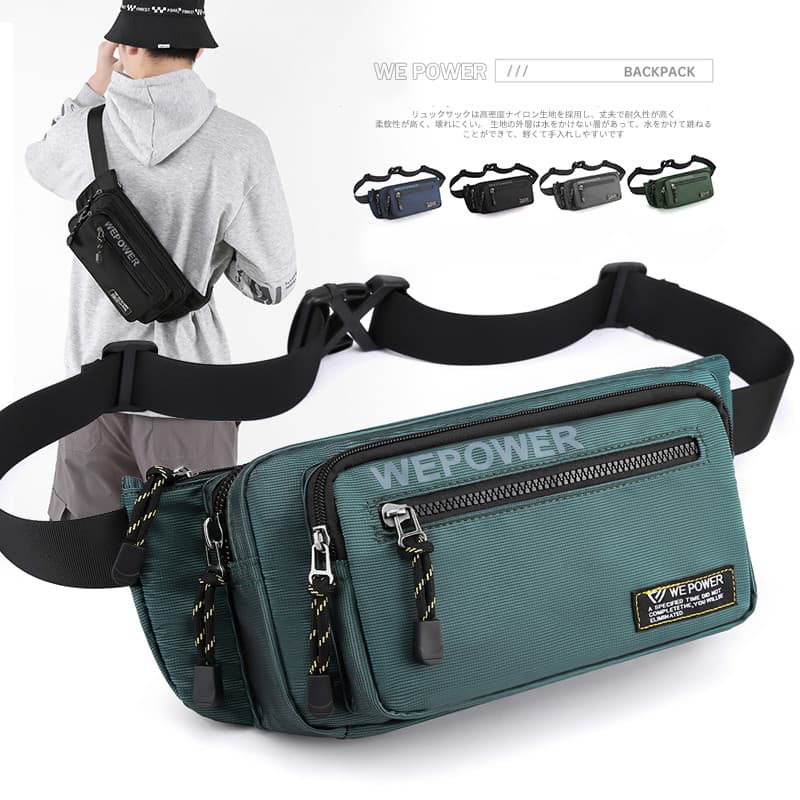 Bolsa mensageiro masculina Street Wear japonês na moda esportes saco de peito masculino cintura correndo Multi-camada Ca