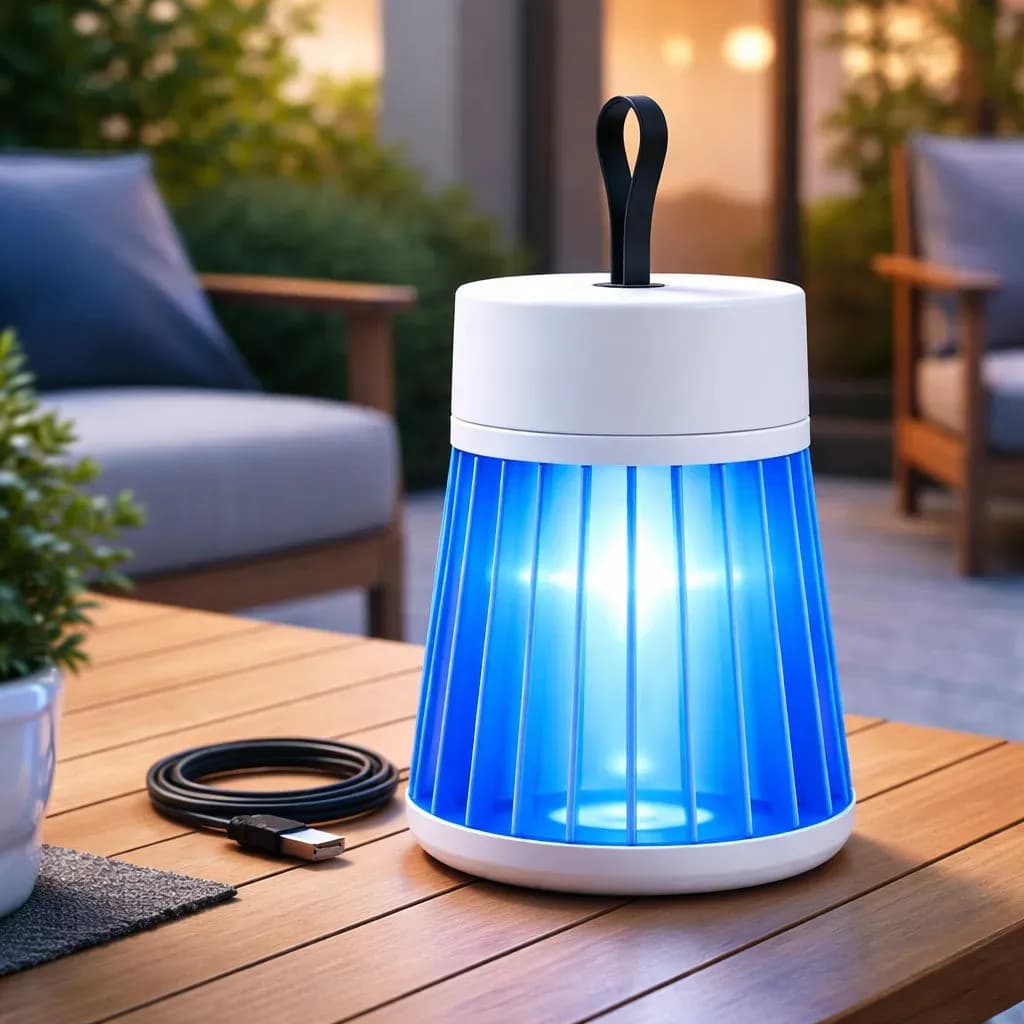 Luminária Mata Mosquito USB Elétrica Repelente Anti Insetos Silenciosa Portátil LED Armadilha Mosquitos Black Bull