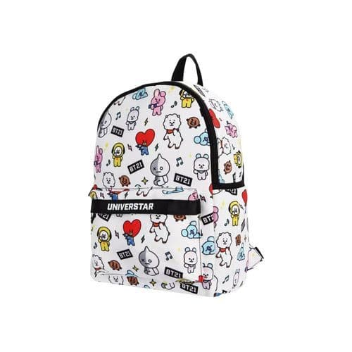 Mochila Escolar Infantil Personagens BT21 Branca Resistente Confortavel Estilo