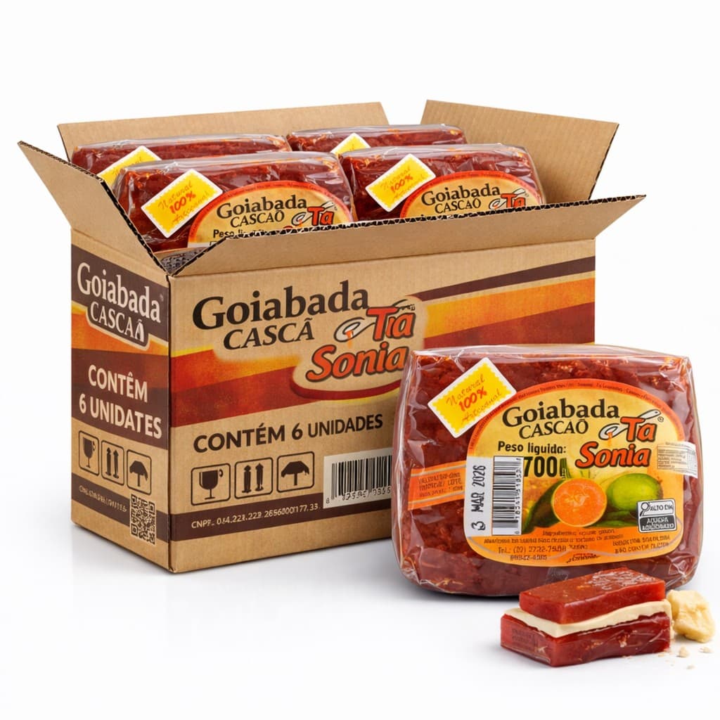 kit 6 Goiabada Cascão Artesanal Premiada TIA SÔNIA 700g