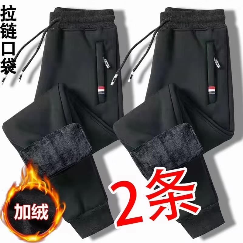 Calça de moletom masculina de lã, resistente ao frio, espessada, quente, solta, 2022, outono inverno, novo estilo