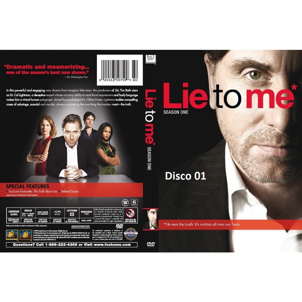 Dvd -   Lie to Me as 3 Temporadas  - Dublado ou  Legendado - Dvd
