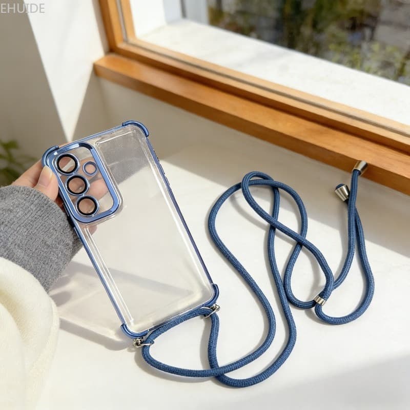 Capa De Alça Transparente Para Samsung Galaxy S26 Ultra S25 FE S21 S22 S23 S24 Plus A57 A37 Cordão Crossbody À Prova De