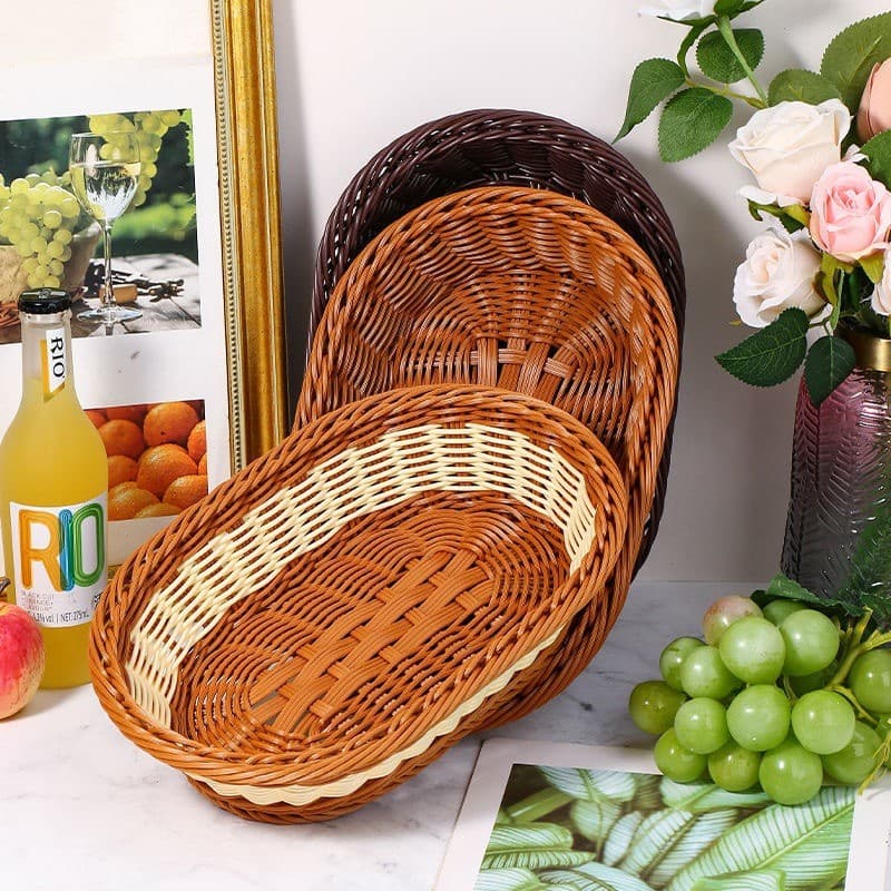 cesto Cesta de frutas de pão Oval calcanhar redondo  caixa organizadora fruteira bau organizador hotel pousada