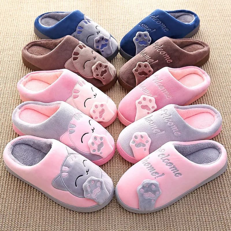 Pantufa Chinelo Feminino Gatinho Antiderrapante Inverno