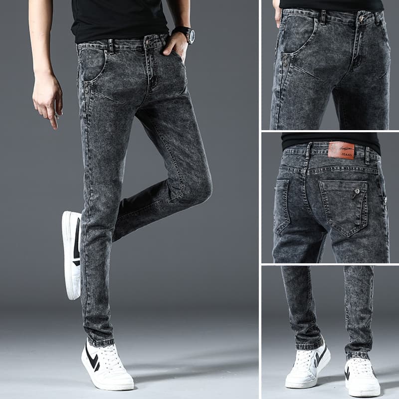 Stretch trabalho resistente ao desgaste na moda Casual Jeans longo All-Match pés pequenos calças masculinas primavera ou