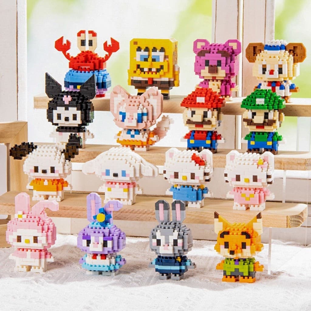 Blocos de construção Lego compatíveis transfronteiriços, micropartículas, boneca de desenho animado, quebra-cabeça, mont