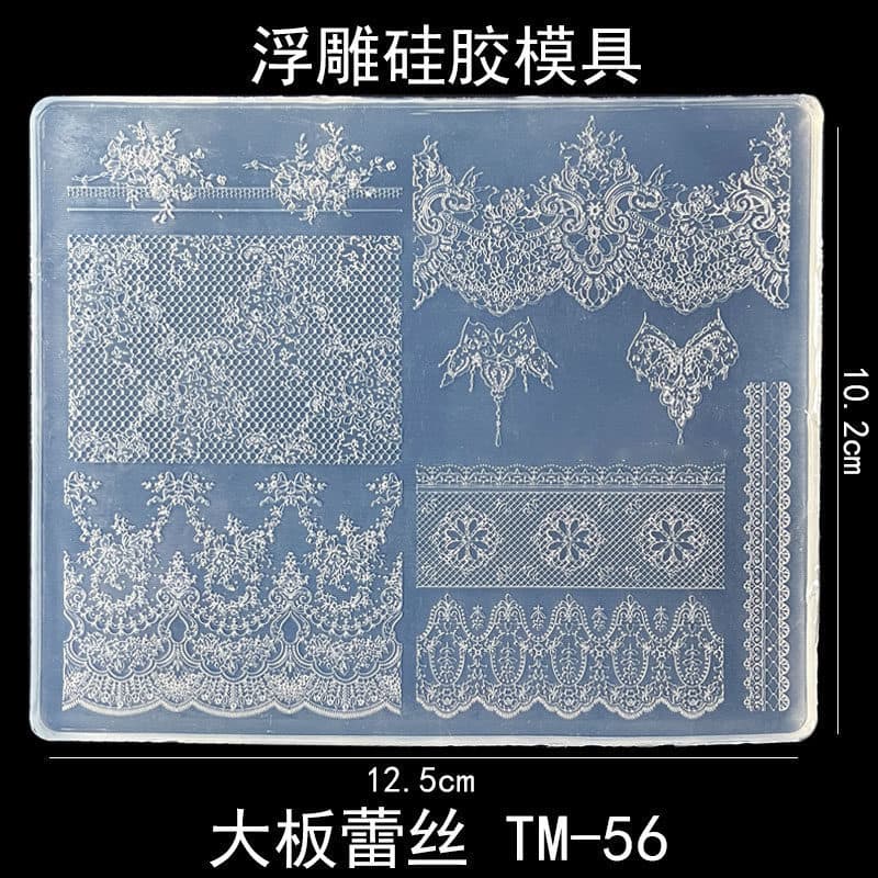 TM-56 Manicure renda molde de Silicone renda estilo europeu francês padrão Ultra-fino moldura de renda em relevo alta tr