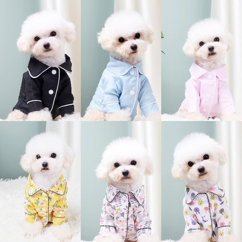 [7 Cores] Pijama Cachorro Estilo Francês Macio Camisa Confortável Para Pet Clothes