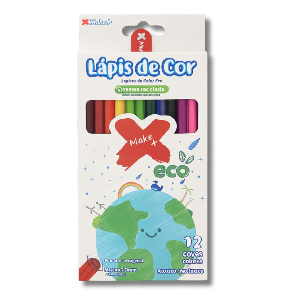 Lápis de Cor Ecológico Resina Reciclada 12 e 36 Cores Hexagonal