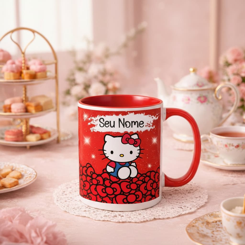 Caneca Ceramica  Personalizada Hello Kitty