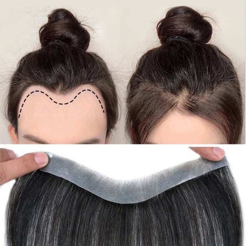 adesivo capilar feminino Peruca Frontal Natural Preto Extensão De Cabelo Perda De Linha Fina Fita Reta Em Toppers Humano