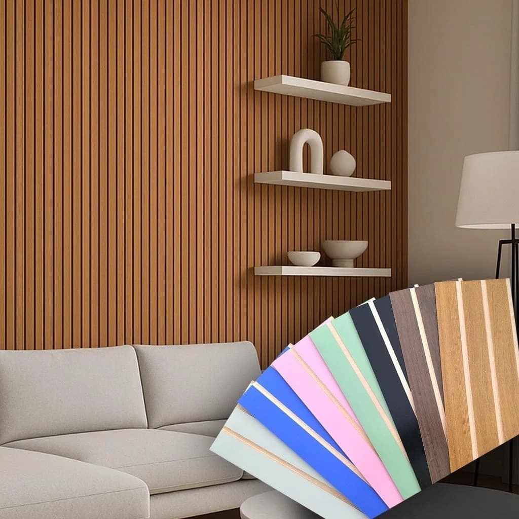 Kit Revestimento Painel Ripado Placa Decorativa MDF 45x11cm Acompanha dupla face para fixação