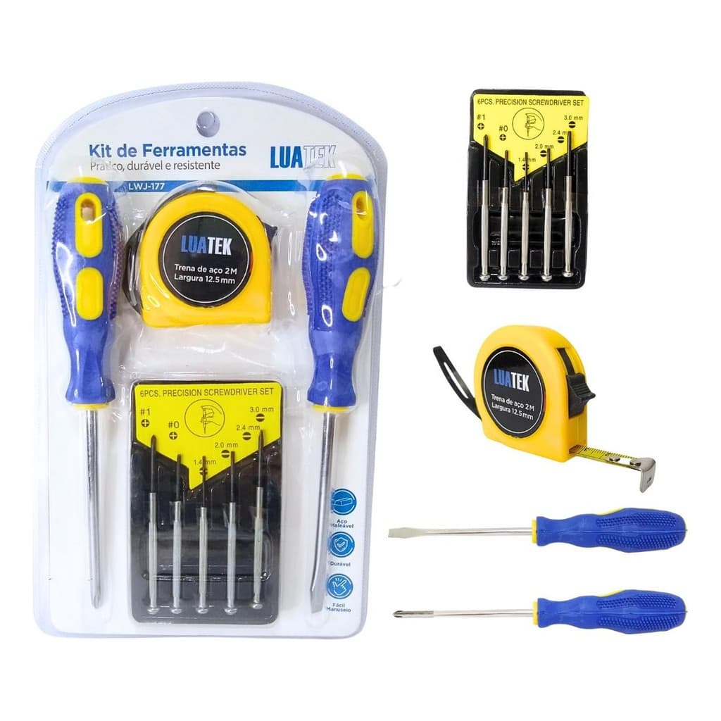 Jogo Ferramenta Kit Chave Precisão 6pcs Trena Fenda Philips