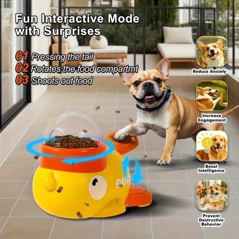 Brinquedo Interativo Para Alimentação De Cães Distribuidor De Tratamento De Pato De Desenho Animado Treinamento