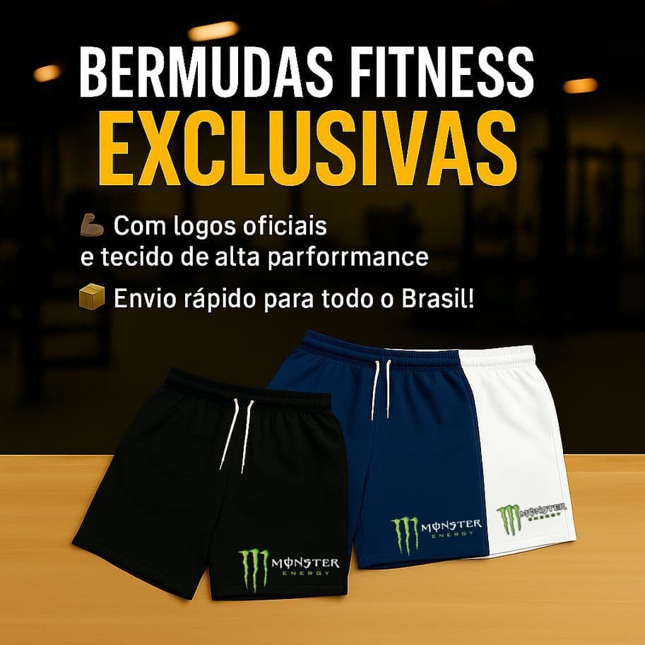 Kit 3 Bermudas Mauricinho Masculino MONSTER, Ideal Para Treino, Academia, Corrida, dia a dia, confortável