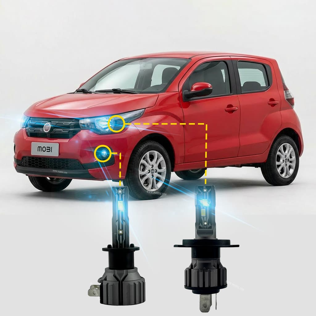 4 Lampadas Farol Carro Super Led H4 Baixo E Alto H1 Milha