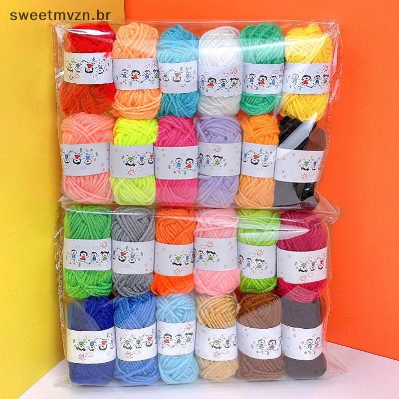 sweetmvzn 12 Peças De Fios De Lã De Algodão Macio E Quente DIY Fio De Tricô Manual De Qualidade Fina Para Artesanal De