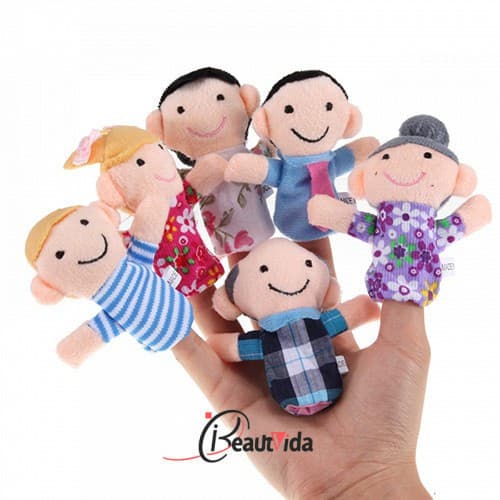 Kit 6Pçs Bonecos de Mão e Dedos para Crianças em Família / Jogo de Histórias Educacionais / Brinquedos de Mão