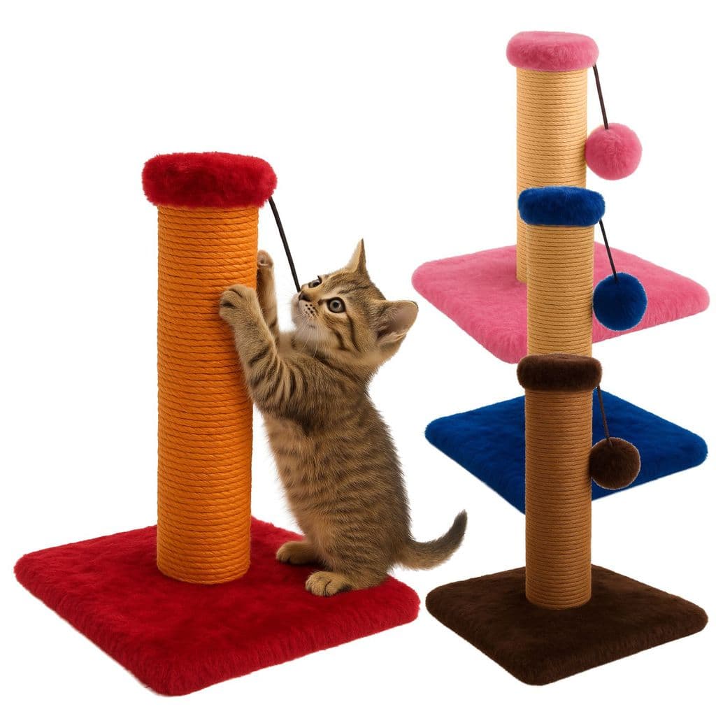 Arranhador de Gato com Poste Sisal e Brinquedo de Bolinha