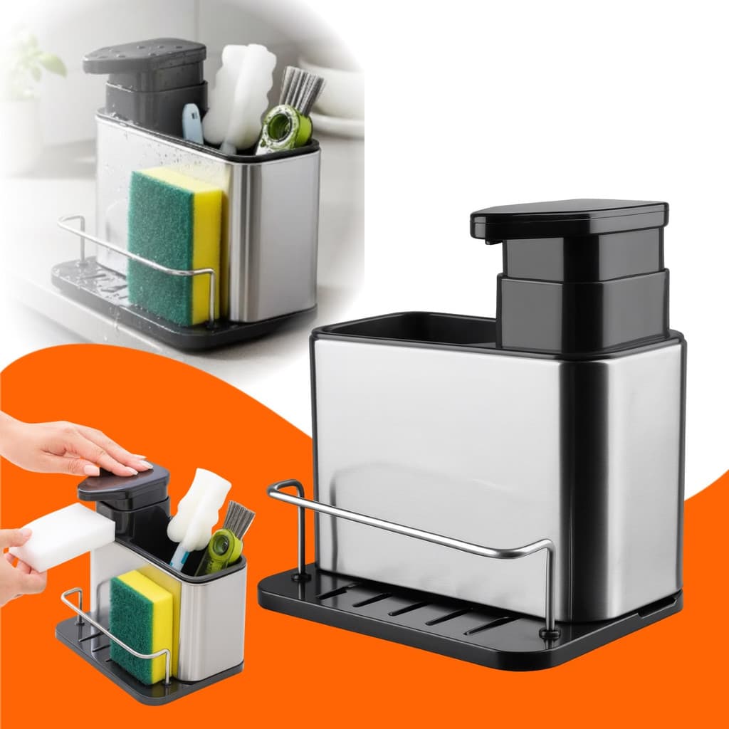 Porta Detergente Inox luxo Pia Cozinha Dispenser Sabão Líquido Prateado Boa Dica