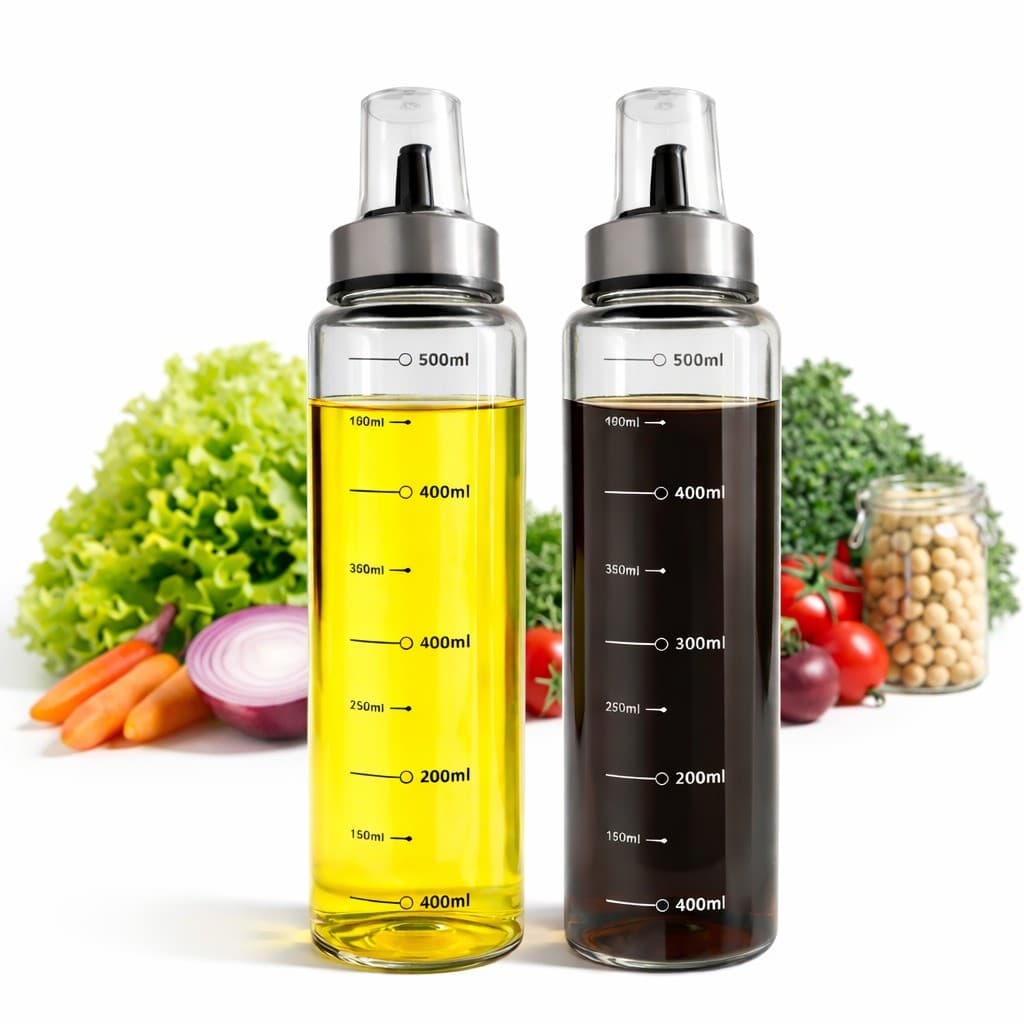 Galheteiro Porta Azeite Vinagre Kit c/2 de 540 ML Vidro com Tampa