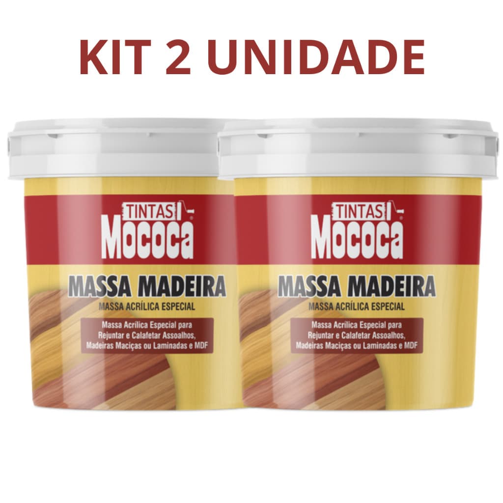 KIT 2 MASSA ACRILICA PARA MADEIRA 350G TODAS AS CORES MOCOCA