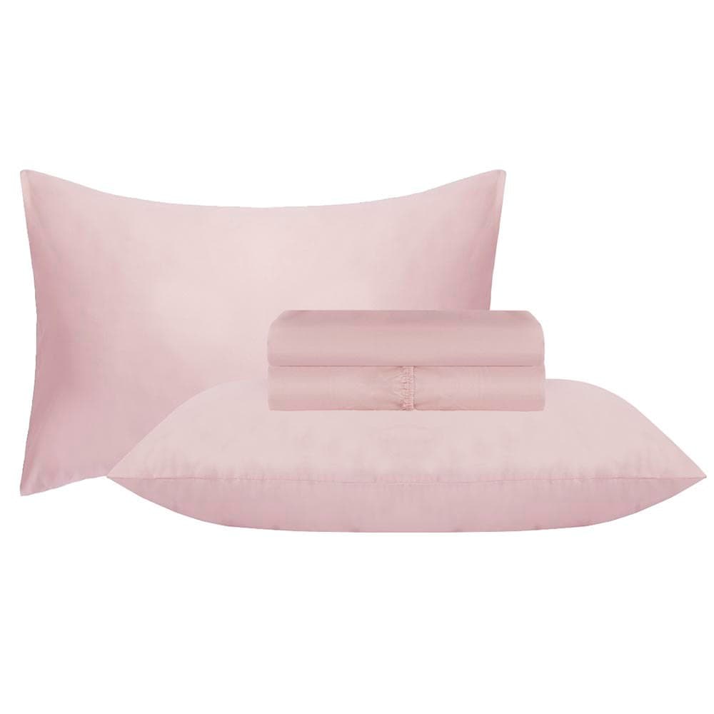 Jogo de Cama Duplo Casal 4 Peças Percal 180 Fios Rosa Sonhare Prata - Sultan