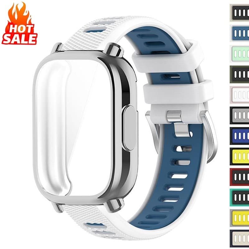 Capa Completa Macia 2 Em 1 + Alça Pulseira De Silicone Esportiva De Dois Tons Compatível Com Redmi Watch 5 Active/5 Lite