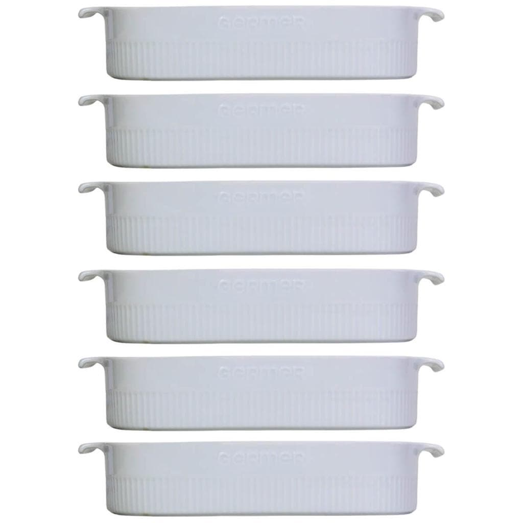 6 Travessas Porcelana Branca 2,5L 30x21cm Germer Restaurantes Buffets Assar e Servir