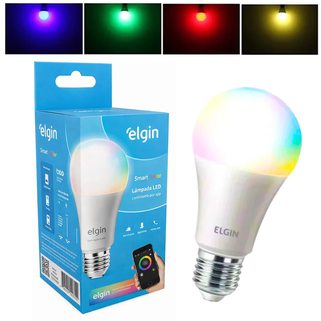 Lâmpada Inteligente Bulbo Led Elgin 15w Smart Colorida Rgb Wifi Compatível com Alexa