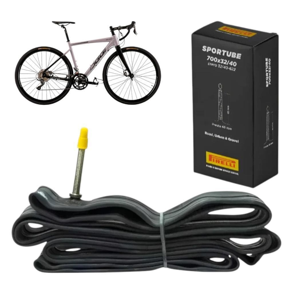 Camara Ar Pirelli Sportube 700x32 A 40 Valvula Presta 48mm Bico Fino