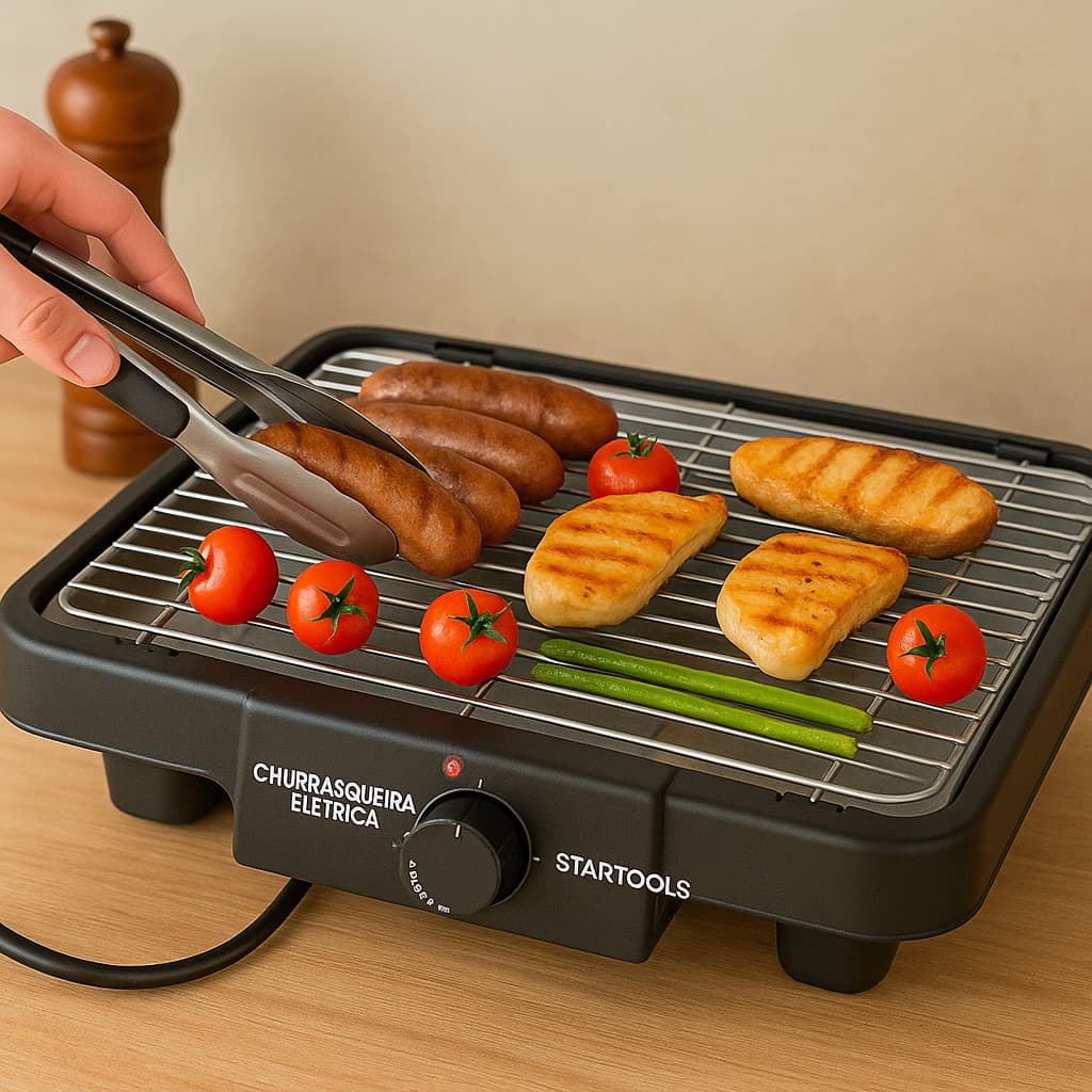 Churrasqueira Elétrica Grill Portátil Sem Fumaça 2000w 127v - Preto