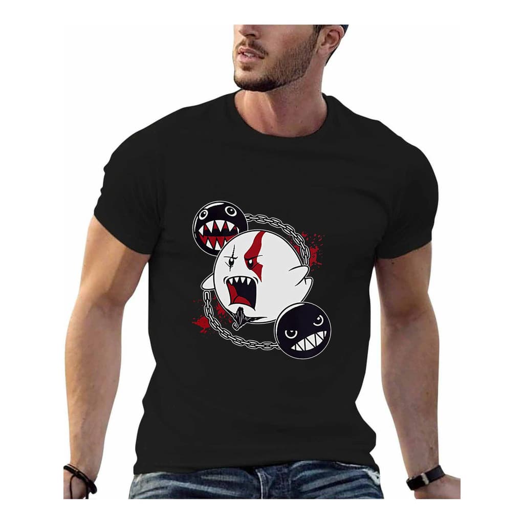 Camiseta God Of War Kratos Mash Up Mario Boo Ghost Masculina