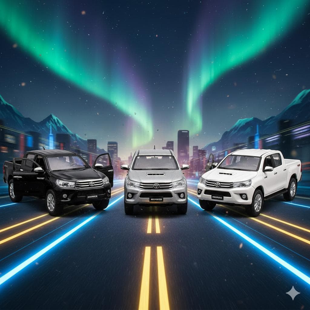 Carrinho Miniatura Toyota Hilux de Ferro Resistente Coleção Movimento por Fricção