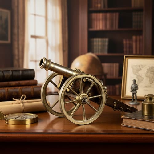 Canhão Militar Miniatura Em Bronze Antigo - Relíquia