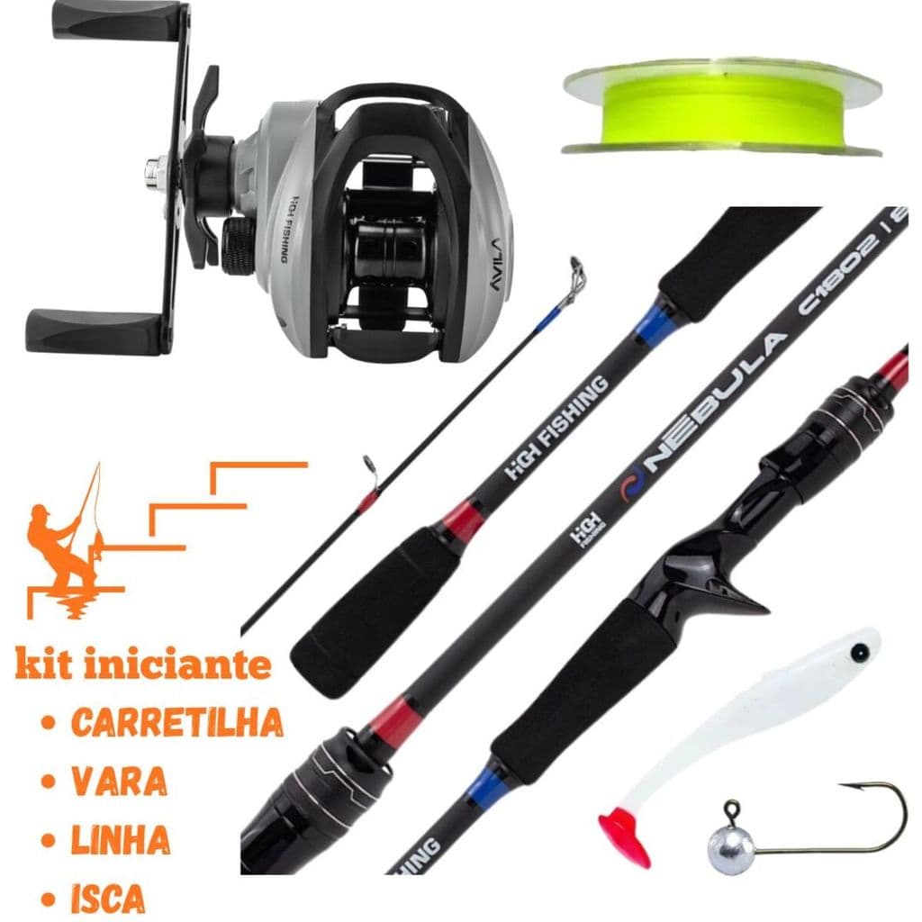 Kit Pesca Iniciante Completo – Vara + Carretilha + Linha + Brinde | Pronto para Pescar