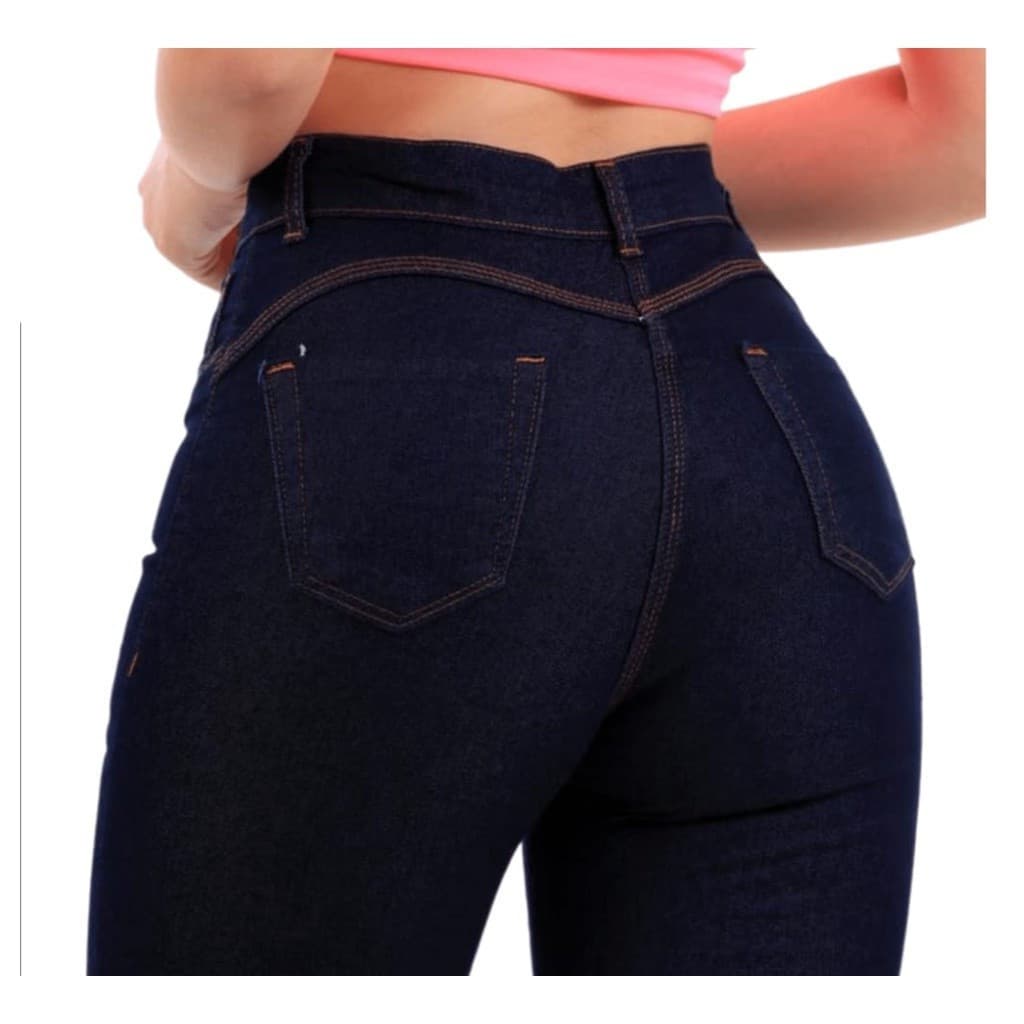 Calça Jeans Azul Escura Cós Alto Jeans Escuro Feminina 068