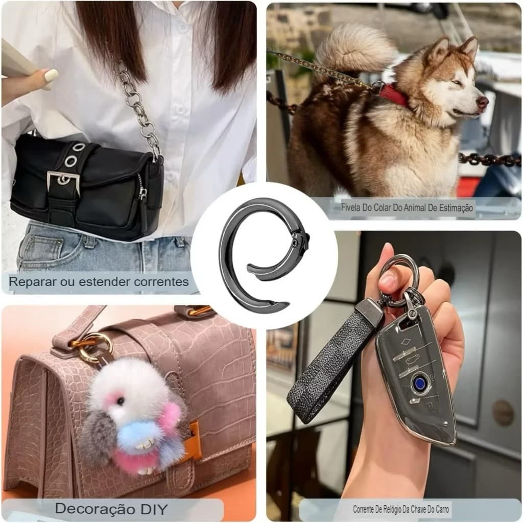 10 Argolas premium articulada mosquetão para chaveiro e bolsa