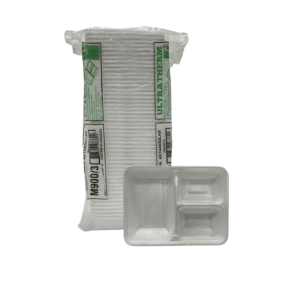 Marmitex Isopor Ultratherm 900ml 3 Divisórias 300 Unidades