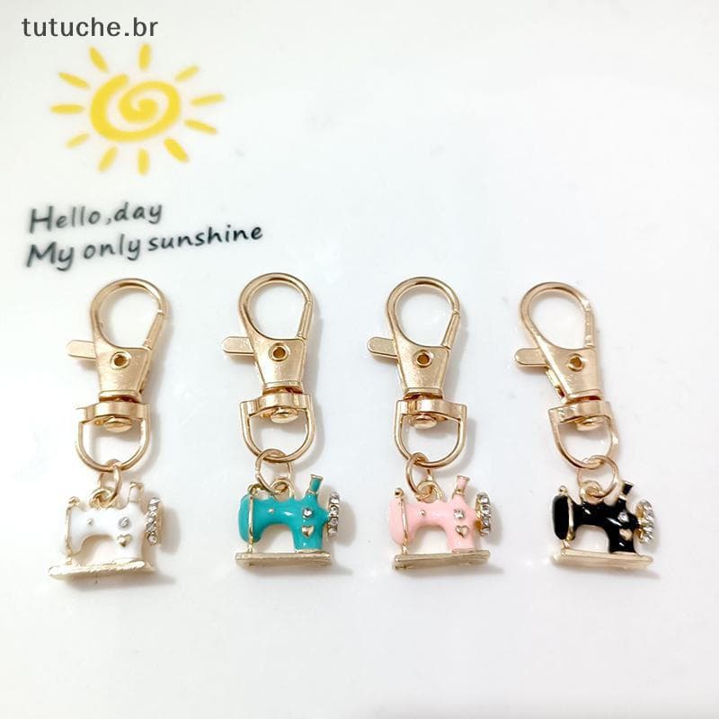 4 Mini Chaveiros de Máquina de Costura - Altamente Comemorativos, Chaveiros de Metal Esmaltado Vintage QCET