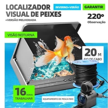 Localizador De Peixes LCD 4.3 Polegadas 20m Display Subaquático 220 ° Câmera De Pesca À Prova D'água IPS 1080P
