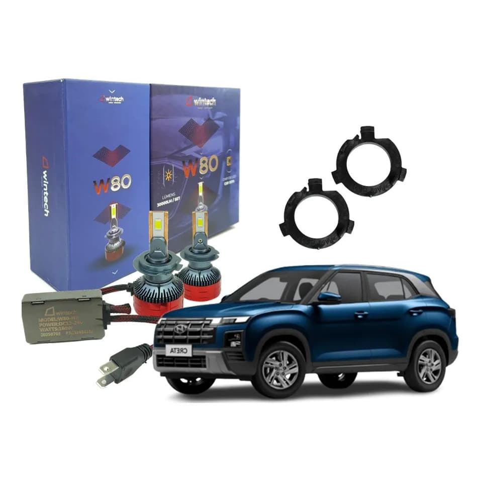 Kit Led W80 Wintech Creta 2025/2026 Farol Baixo + Adaptador