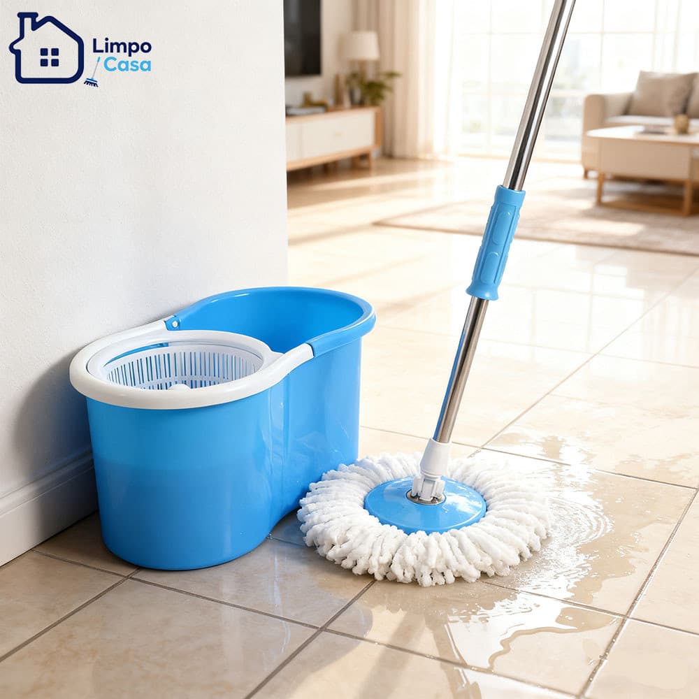 Mop Giratório Premium Inox&Plastic com Balde  -Acessório de Essencial Limpeza Eficiente para o Lar