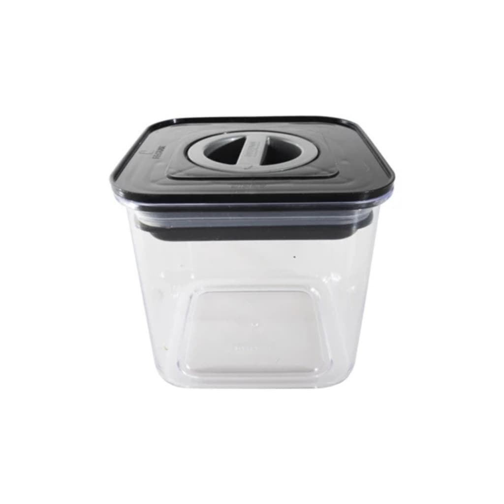 Pote Mantimento Acrílico Quadrado 600ml Tampa Preta Hermetico Bolacha Tampa Preta