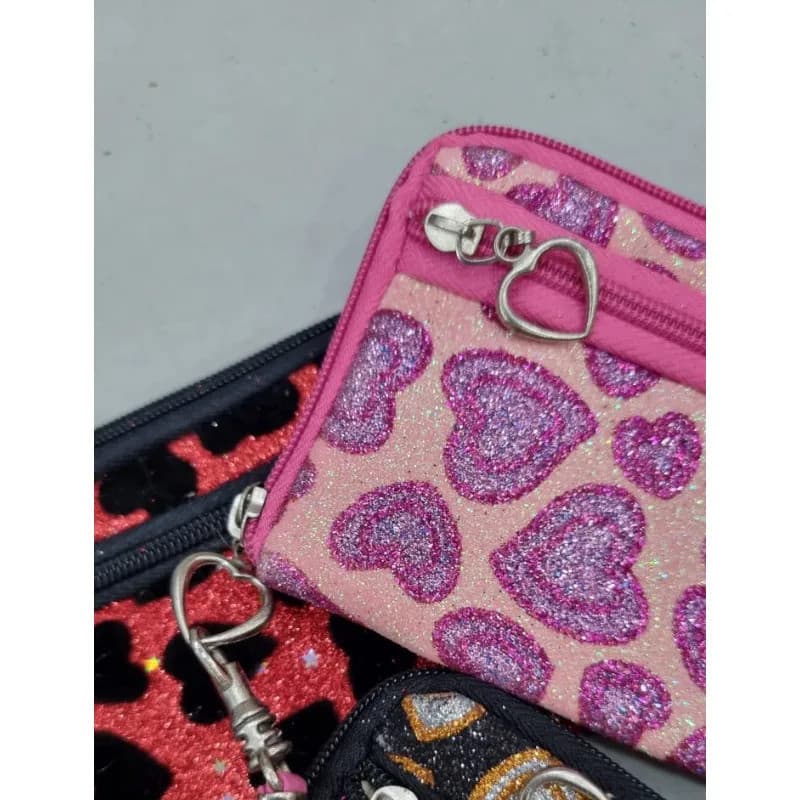 Mini Bolsinha Carteira Porta Moedas Glitter Brilho Feminina