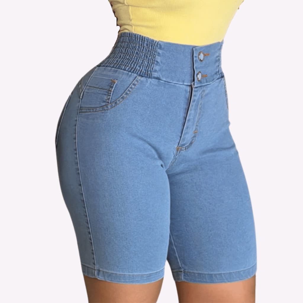 Short Jeans Cós Alto 2 botões HD Cintura Modelada